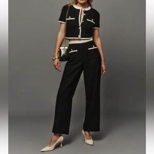 NWOT Reformation Blair Two Piece Chanel Style Suit Black and White Suit Size 6